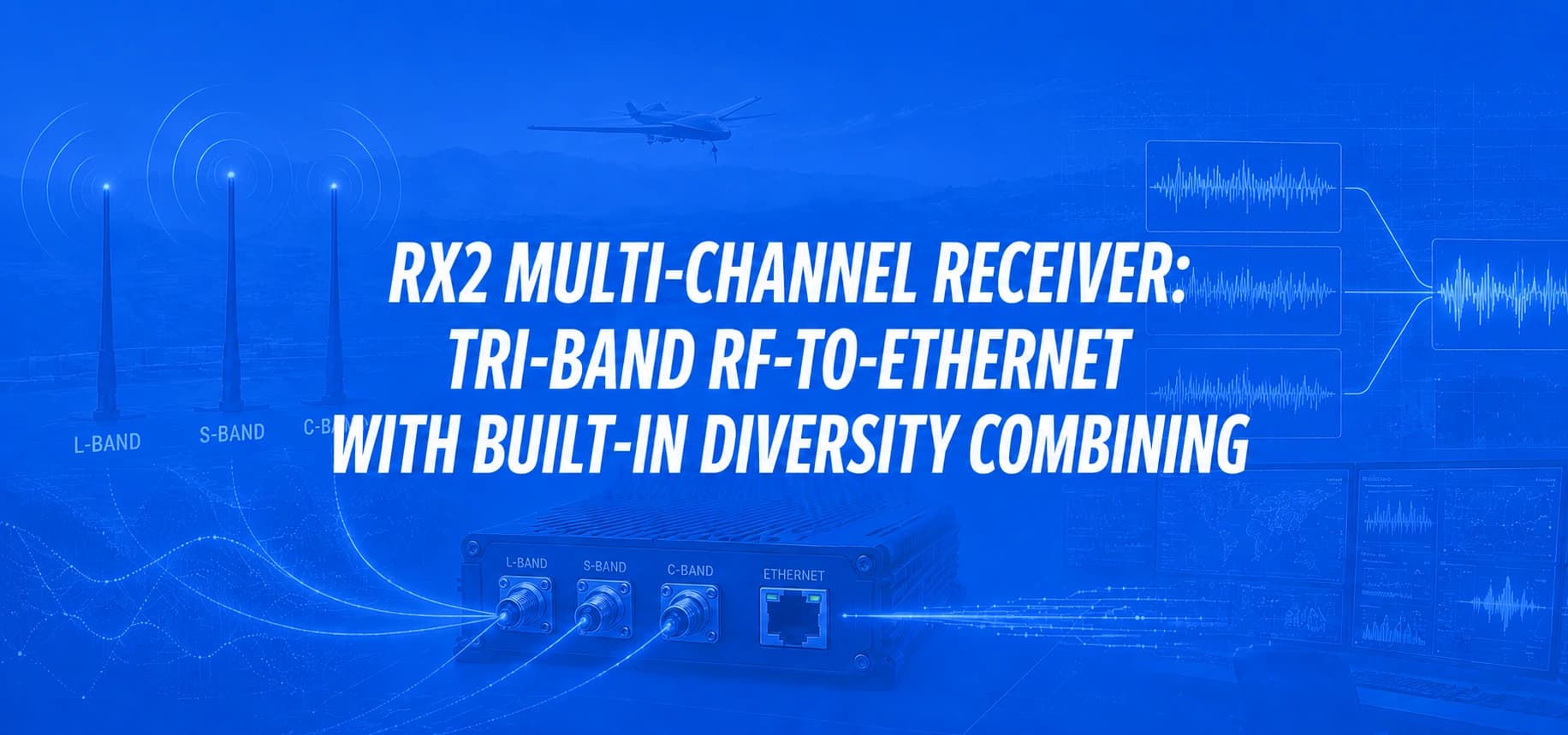 RX2 MULTI-CHANNEL RECEIVER: TRI-BAND RF-TO-ETHERNET WITH BUILT-IN DIVERSITY COMBINING